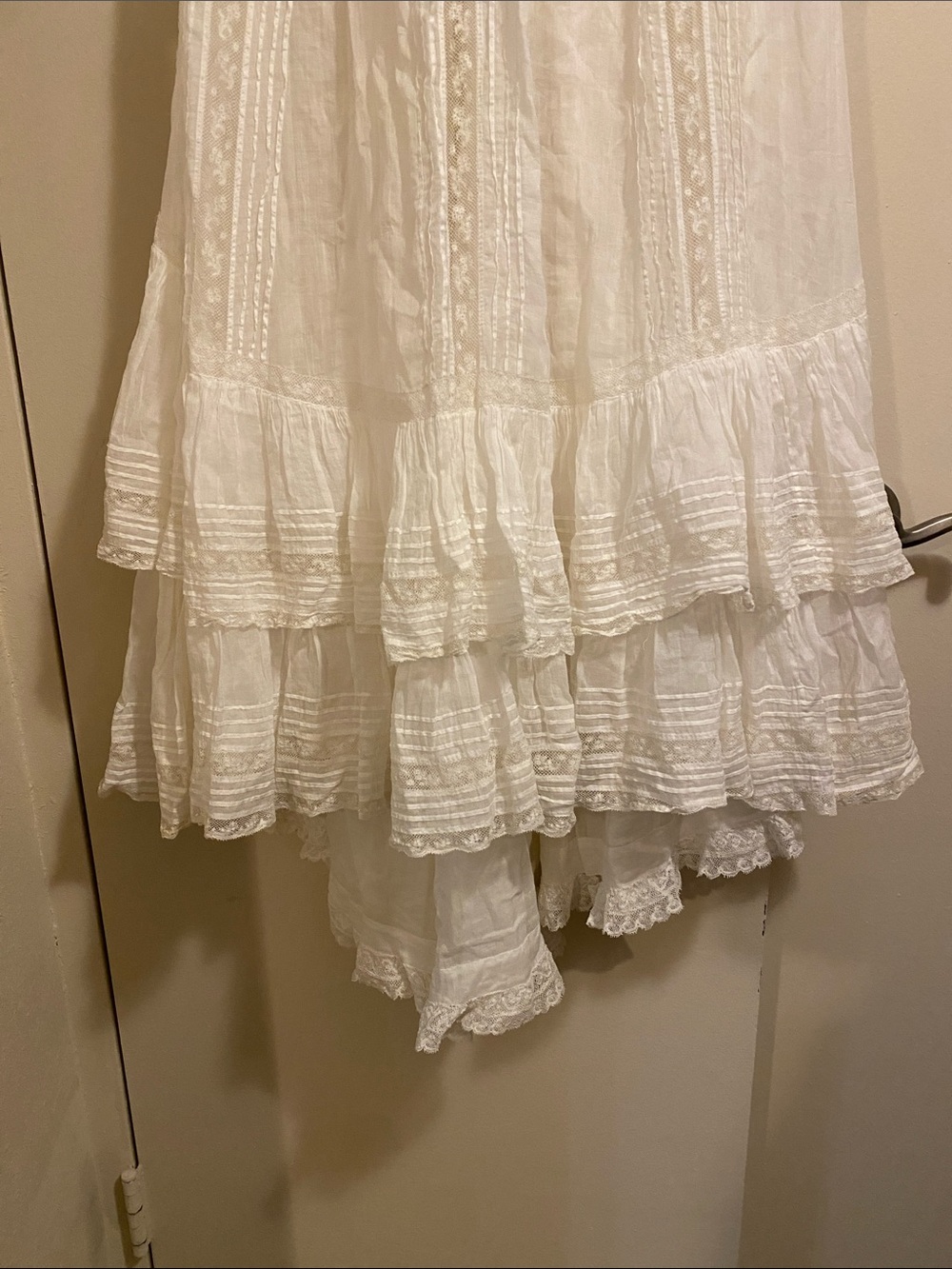 Vintage Handmade White High Low Prairie Maxi Skirt XXS Cottagecore - Picture 5 of 16